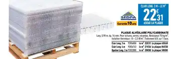 Brico Cash Plaque Alvéolaire Polycarbonate offre