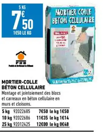 Brico Cash Mortier-Colle Béton Cellulaire offre
