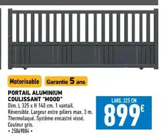 Brico Cash Portail Aluminium Coulissant 'Mood" offre