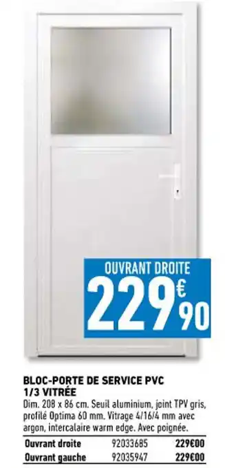 Bloc-Porte De Service PVC 1/3 Vitrée