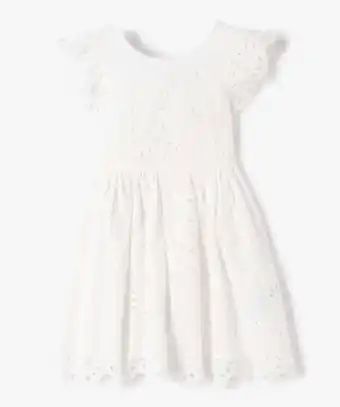 Robe fille en broderie anglaise à manches courtes