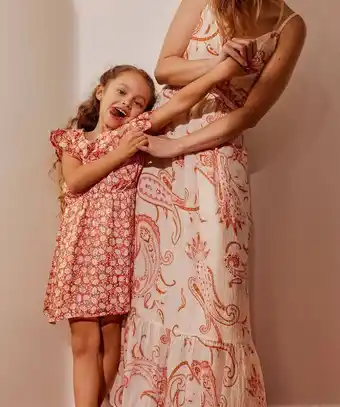 Robe fille sans manches à motifs fleuris et rayures pailletées