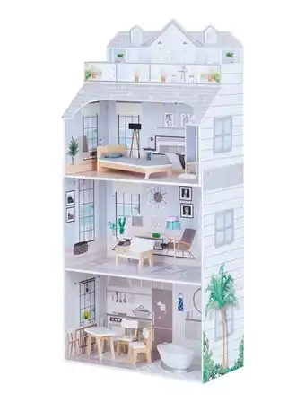 Olivia's little world maison de poupée fille enfant en bois grise 3 étages accessoires meubles