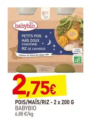 naturéO Babybio pois/maïs/riz offre