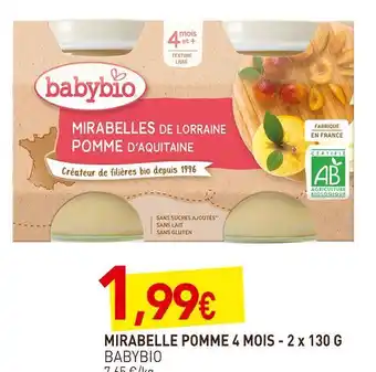 naturéO Babybio mirabelle pomme 4 mois offre