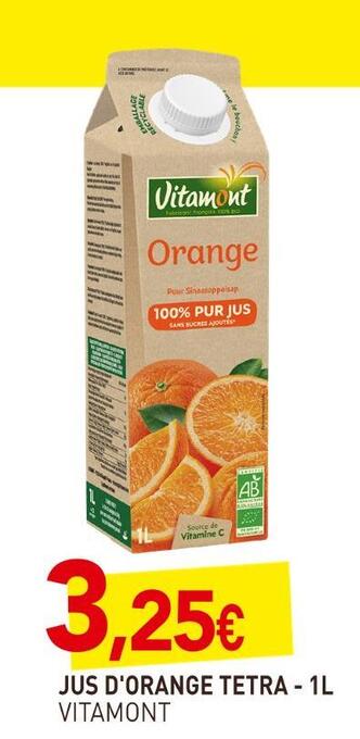 naturéO Vitamont jus d'orange tetra offre