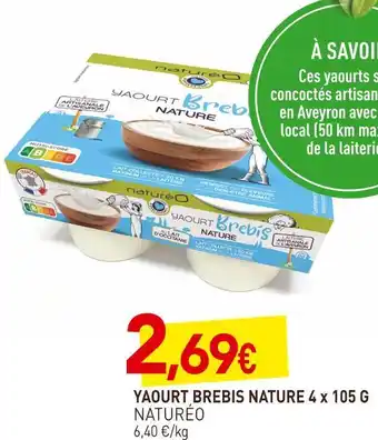 Naturéo yaourt brebis nature 4 x 105 g