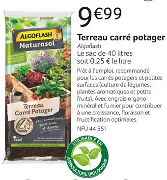 VillaVerde Algoflash terreau carré potager offre