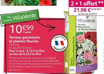 Villaverde terreau géraniums et plantes fleuries