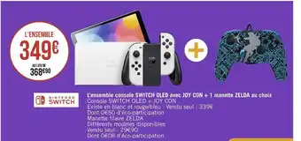 Lâensemble console switch oled avec joy con + 1 manette zelda au choix