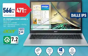 Bureau Vallée Acer pc portable aspire 3 offre