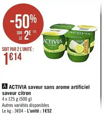 Activia saveur sans arome artificiel saveur citron