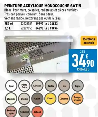 Brico Cash Peinture Acrylique Monocouche Satin offre