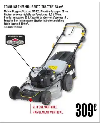 Tondeuse Thermique Auto Tractée 163 Cm3