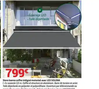 Bricorama Store Banne Coffre Intégral Motorisé Avec Led Solena offre