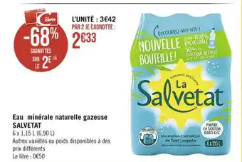 Eau minerale naturelle gazeuse salvetat
