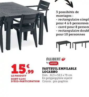 Hyper U Fauteuil empilable locarno offre
