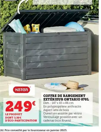 Hyper U Coffre de rangement exterieur ontario 870L offre