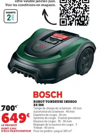 Hyper U Bosch robot tondeuse indego offre