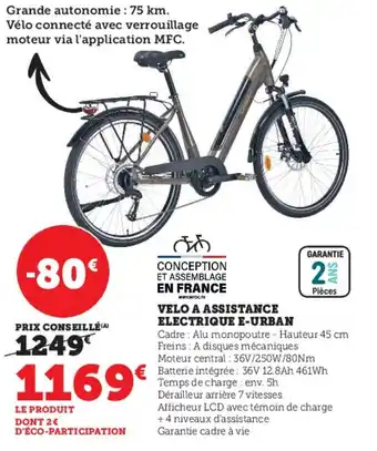 Hyper U Velo A assistance electrique E-Urban offre