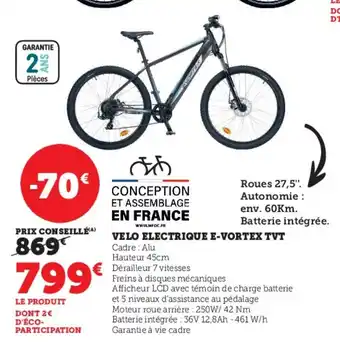 Hyper U Velo electrique E-Vortex TVT offre