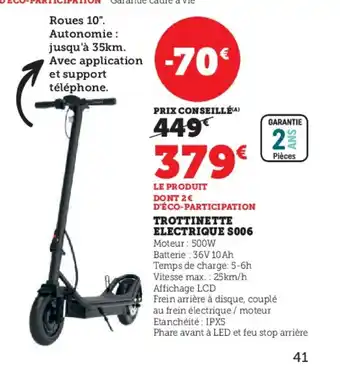 Hyper U Trottinette electrique S006 offre