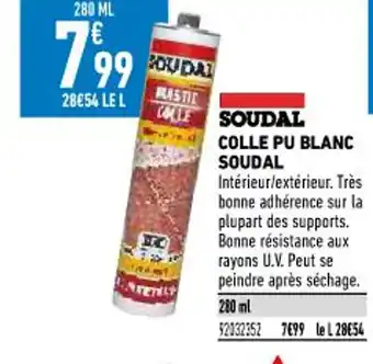 Brico Cash Colle Pu Blanc Soudal offre