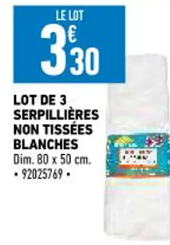 Brico Cash Lot De 3 Serpilliéres Non Tissées Blanches offre