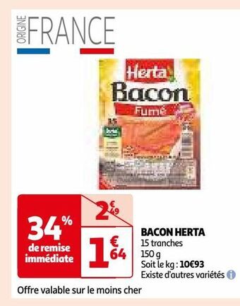 Auchan Bacon herta offre