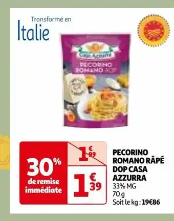 Auchan Pecorino romano râpé dop casa azzurra offre