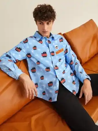 SheIn The big bang theory x shein homme chemise à patch à lettres à poche offre