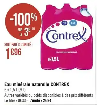 Casino Supermarchés Eau minérale naturelle Contrex offre