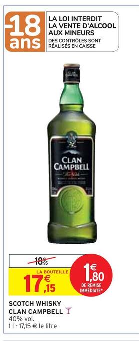 Intermarché Clan campbell scotch whisky offre