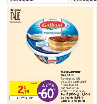 Intermarché Galbani mascarpone offre