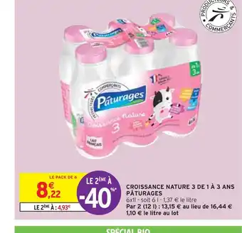 Intermarché Pâturages croissance nature 3 de 1 à 3 ans offre