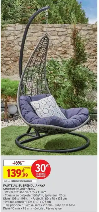 Intermarché Fauteuil suspendu anaya offre