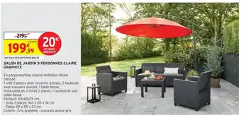 Salon de jardin 5 personnes claire graphite