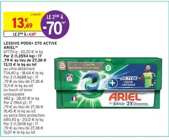 Intermarché Ariel lessive pods+ 27d active(b) offre