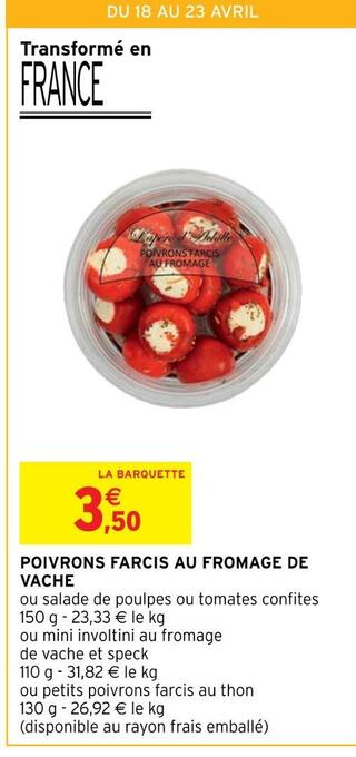 Intermarché Poivrons farcis au fromage de vache offre