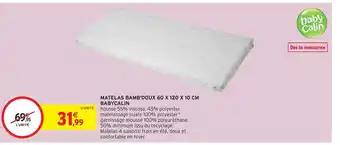 Babycalin matelas bamb'doux 60 x 120 x 10 cm