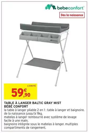 Intermarché Bébé confort table à langer baltic gray mist offre