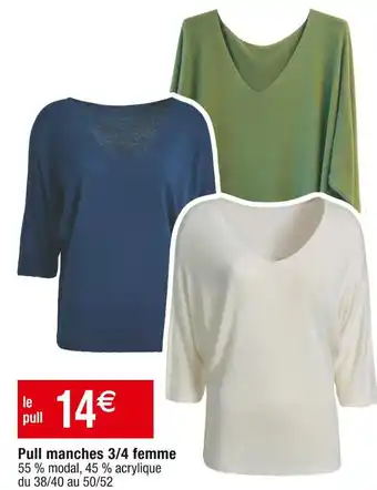 Cora x Carrefour Pull manches 3/4 femme offre