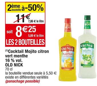 Cora x Carrefour Old nick cocktail mojito citron vert menthe 16 % vol. offre
