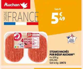 Auchan Auchan steaks hachés pur bœuf offre