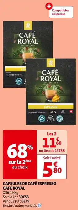 Auchan Supermarché Café royal capsules de café espresso offre