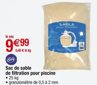 Cora x Carrefour Gre sac de sable de filtration pour piscine offre
