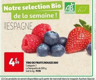 Auchan Trio de fruits rouges bio offre