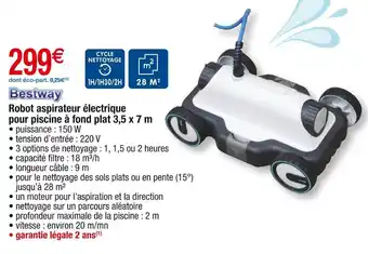Bestway robot aspirateur électrique pour piscine à fond plat 3,5 x 7 m