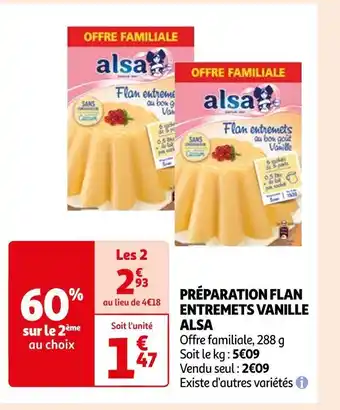 Auchan Alsa préparation flan entremets vanille offre