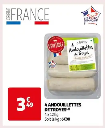 Auchan 4 andouillettes de troyes offre